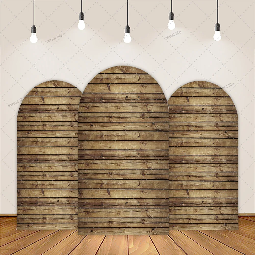

Wood Fabric Arch Backdrop Photography Kid Baby Shower Double Sided Background for Safari Jungle Birthday Decor
