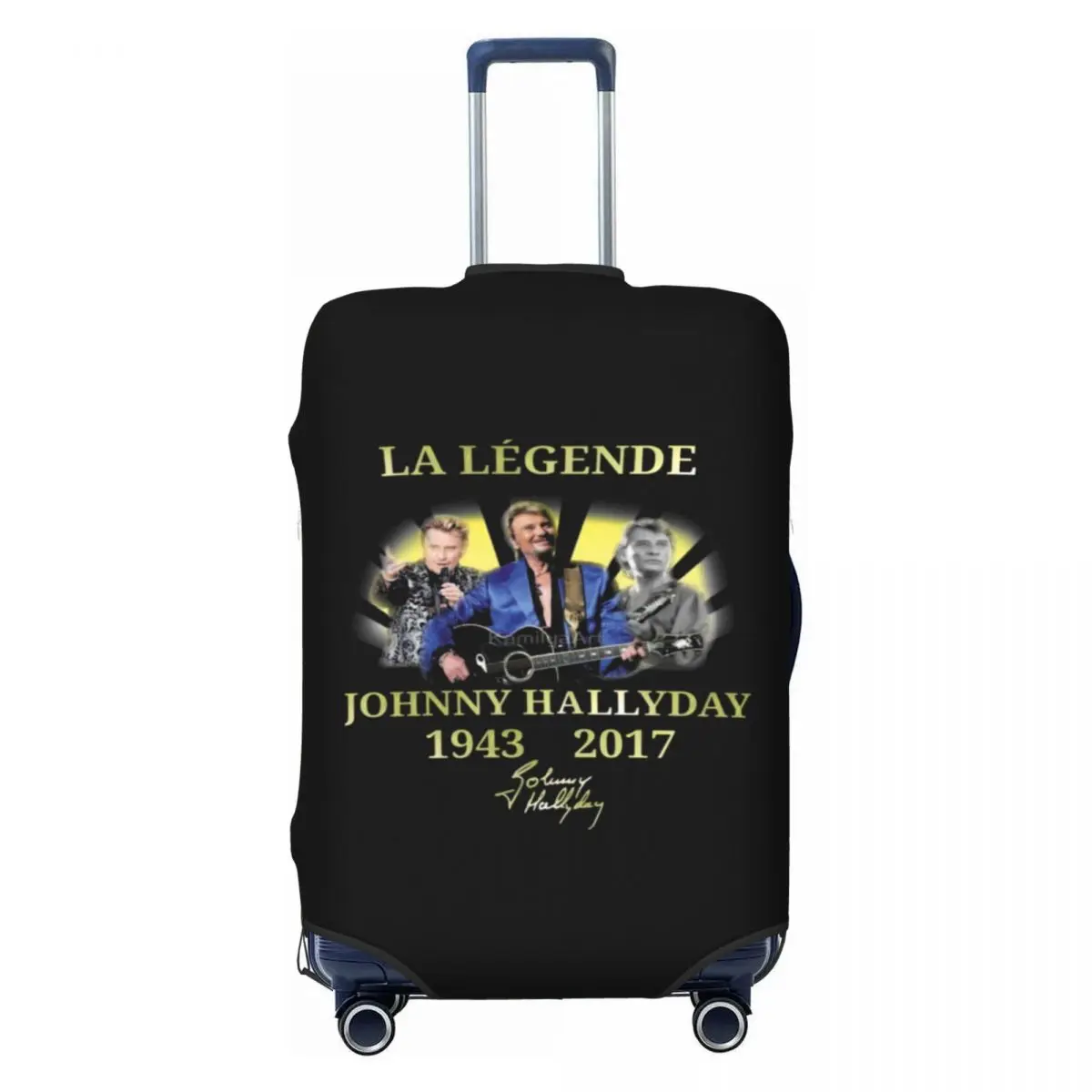 

Custom French Rock Legend Johnny Hallyday Suitcase Cover Washable Luggage Covers Protector for 18-32 inch