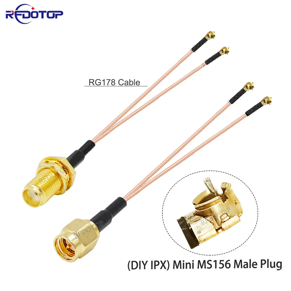 1Pcs SMA Male/Female to IPX DIY Mini MS156 Male Connector 1 to 2 Y Splitter Cable RG178 Pigtail WIFI Antenna Extension on Jumper