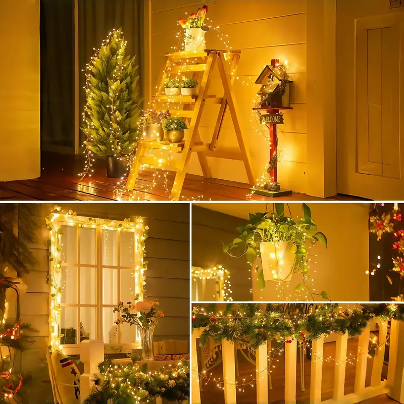 التحكم عن بعد USB الألعاب النارية LED أضواء مع 50-200LED سلسلة سلك الفضة الجنية مصباح لغرفة النوم حفل زفاف زينة عيد الميلاد