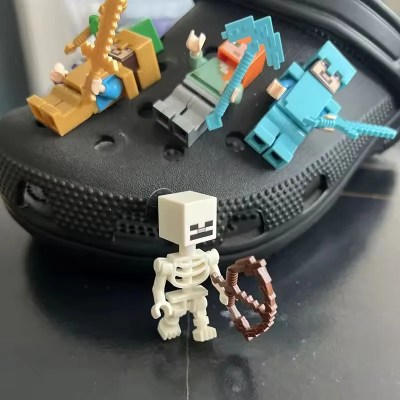 MINISO 2025 New Pixel Cartoon Game Shoe Accessories Charms Toy Blocks DIY Detachable Shoe Buckle for Festival Party Gift Favors image 4
