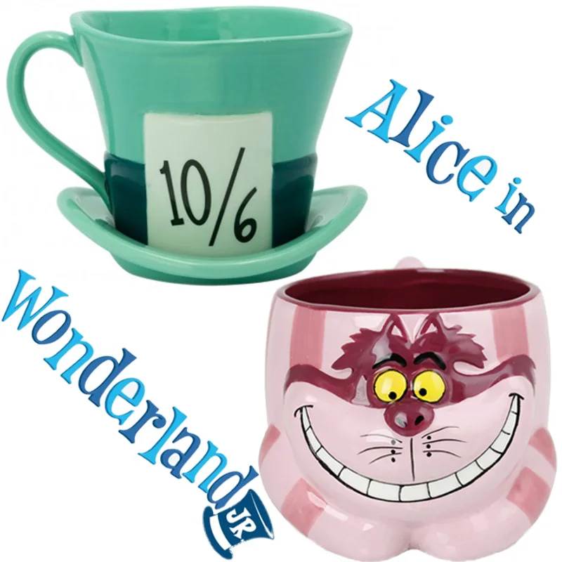 Disney Alice in Wonderland Cheshire Cat Action Figure Toys Cute Disney Mad Hatter Mug Cup Cheshire Cat Ceramic Mugs Kids Gifts