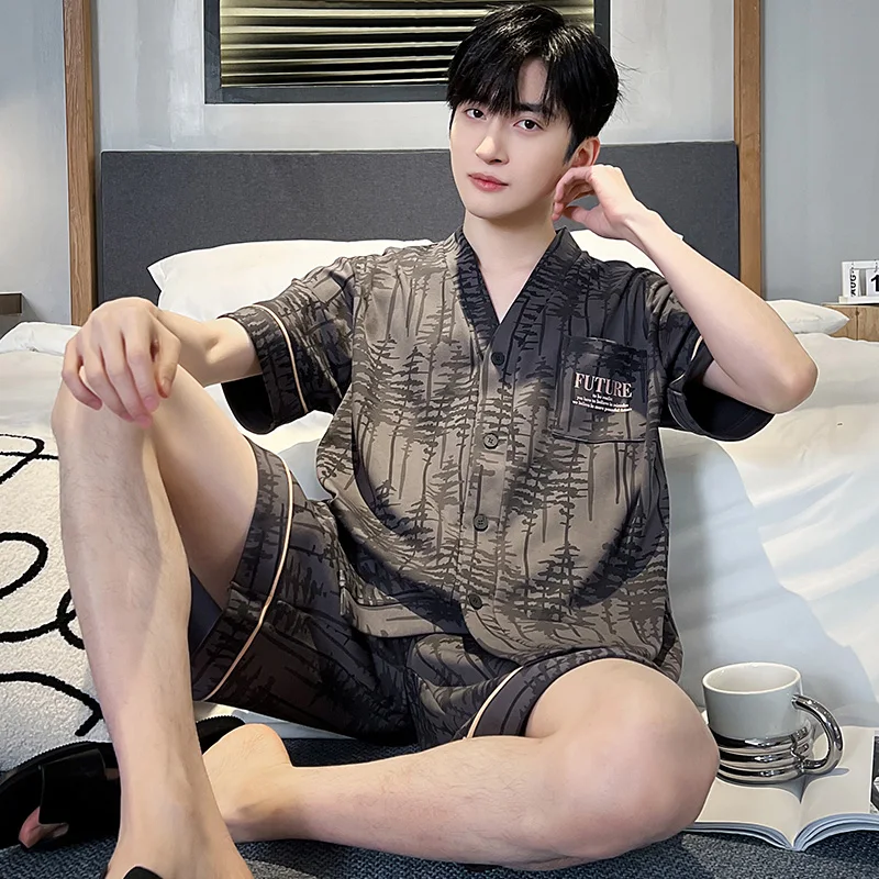 Cardigan short-sleeved suit-g1012