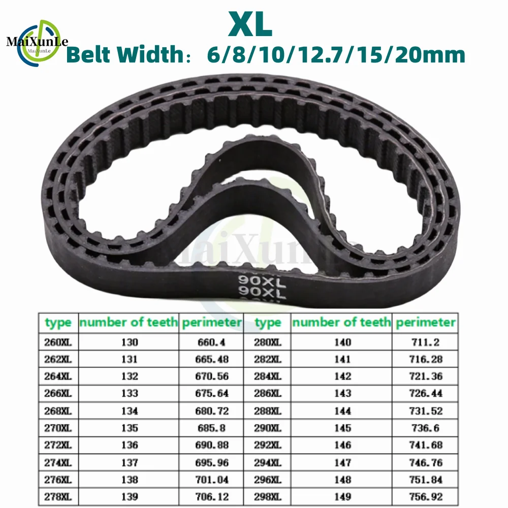 XL Timing Belt 262XL/264XL/266XL/268XL/270XL/274XL/276XL/278XL/280XL/282XL/~296XL Rubber Drive Belt Width 6/8/10/12.7/15/20mm