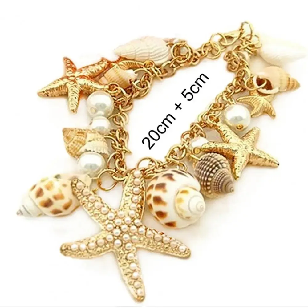 Bohemia Summer Beach Bracelet Natural Shell Cute Adjustable Gold Plated Ocean Multi-style Chain Beach Bracelet Jewelry Gifts image 5