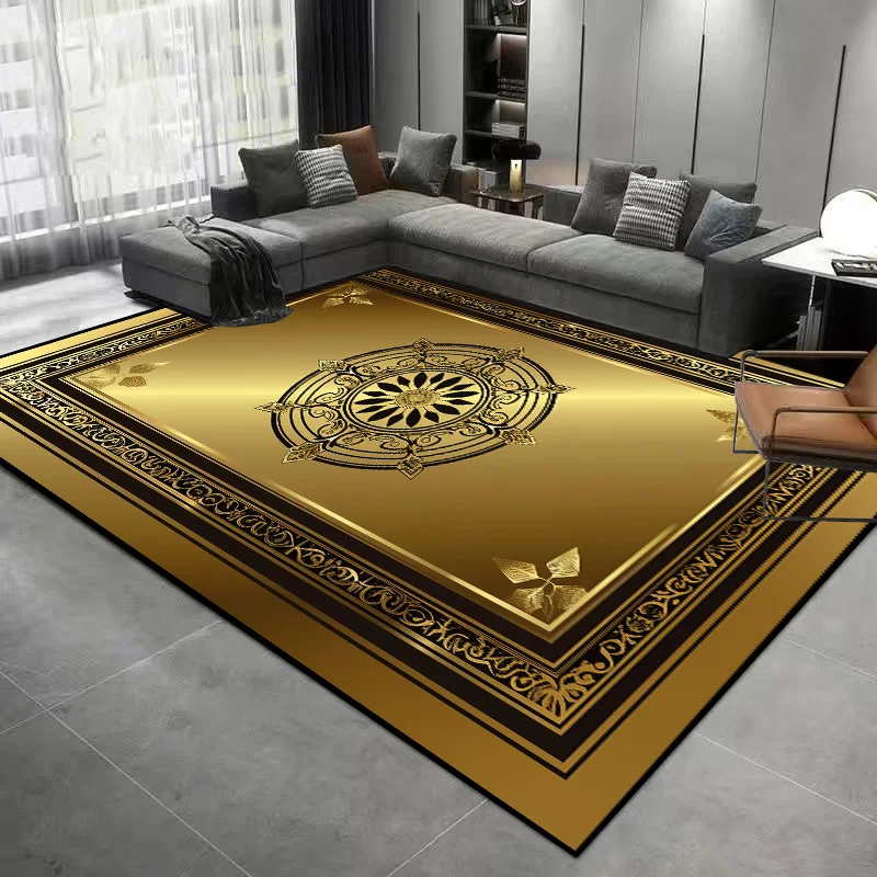 Gold Marble Carpet for Living Room Luxury Home Decoration Sofa Table Large Area Rug Cloakroom Lounge Non-slip Floor Mat Washable