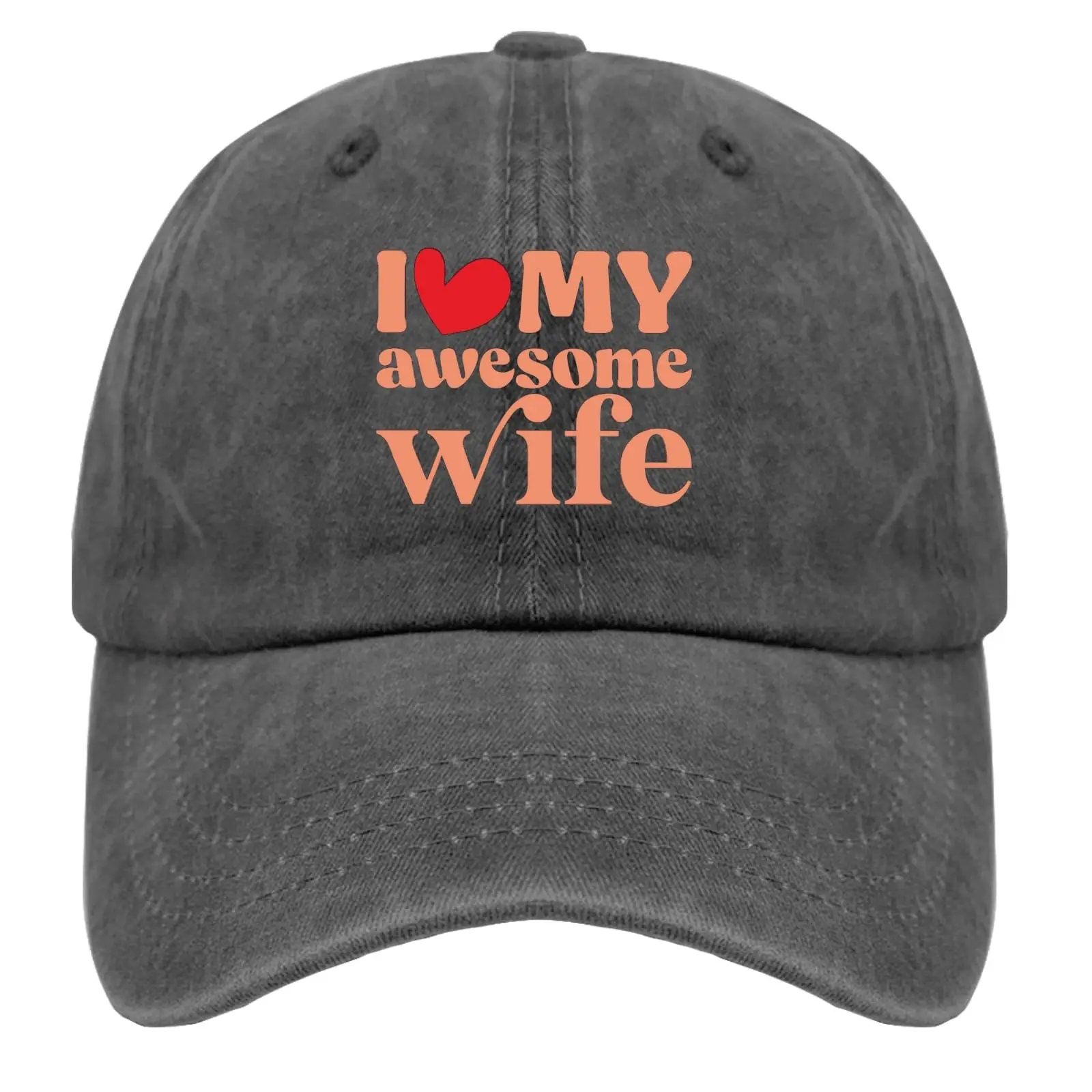 I Love My Awesome Wife Trucker hat Fashion Men Women Baseball Cap Adjustable Washed Denim Hat Breathable Hip Hop Sunshade Hat