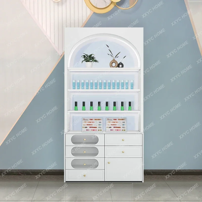 Beauty salon skin care products nail polish glue display cabinet, shelf product display rack a50