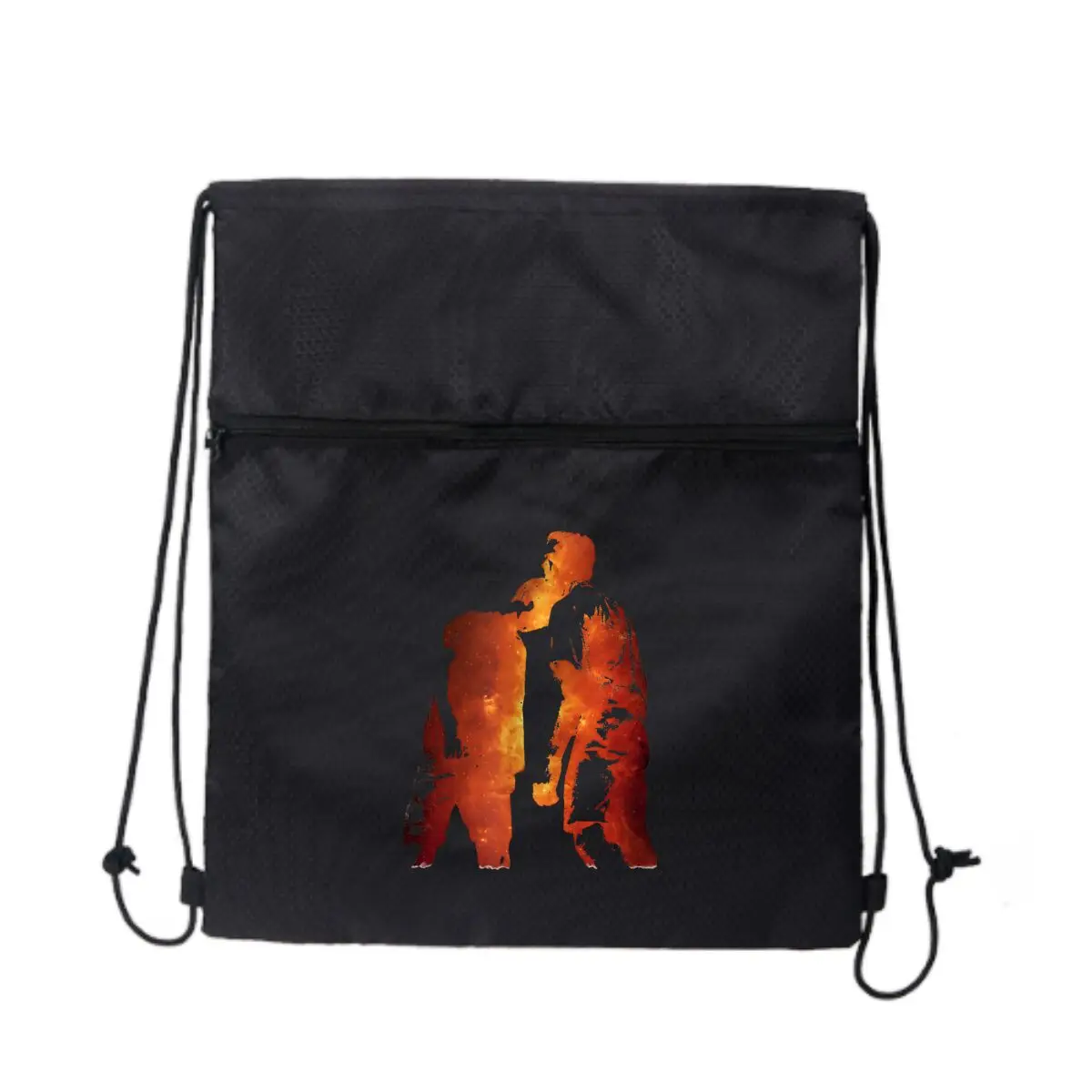 

«Силуэт заката» — черный дорожный рюкзак на молнии с завязками в романтическом стиле, легкий для поездок