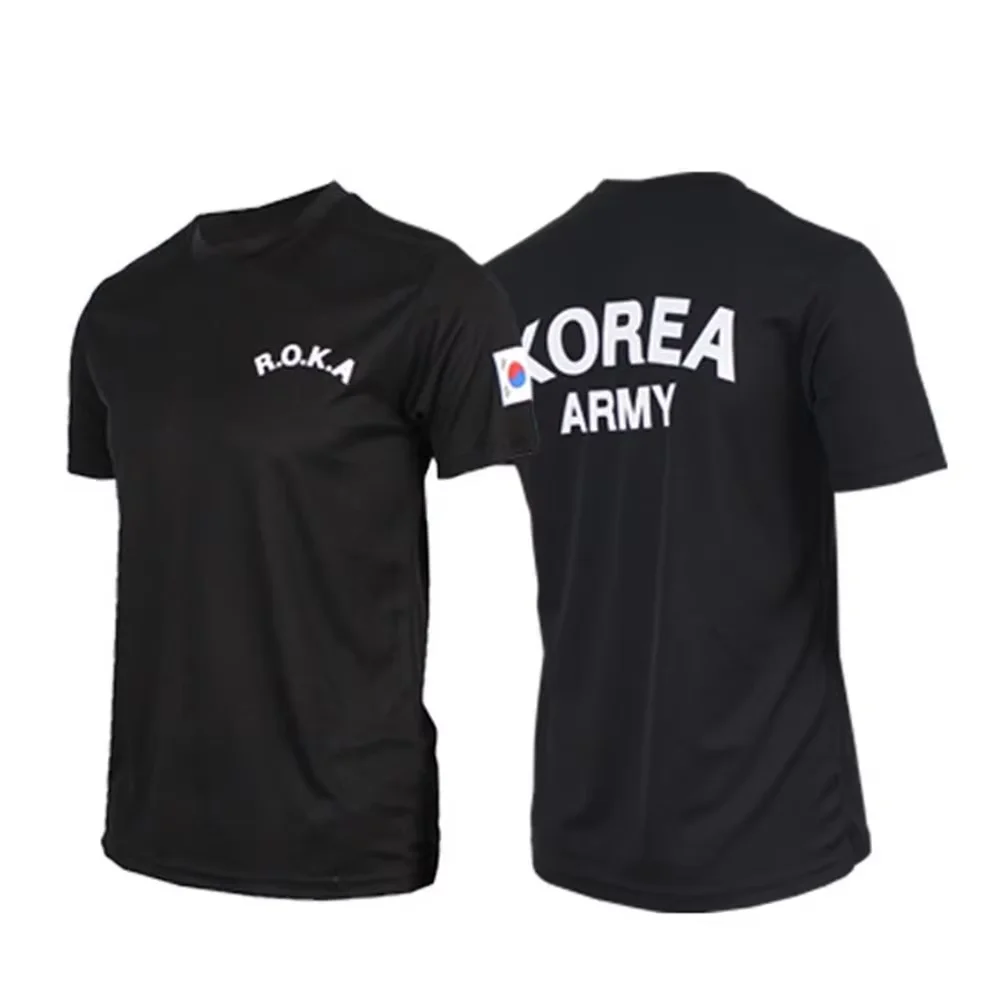 2026 New ROKA Korea Army Print T-shirt for Men 2026 Summer Cotton Military Enthusiast Round Neck Streetwear Tops