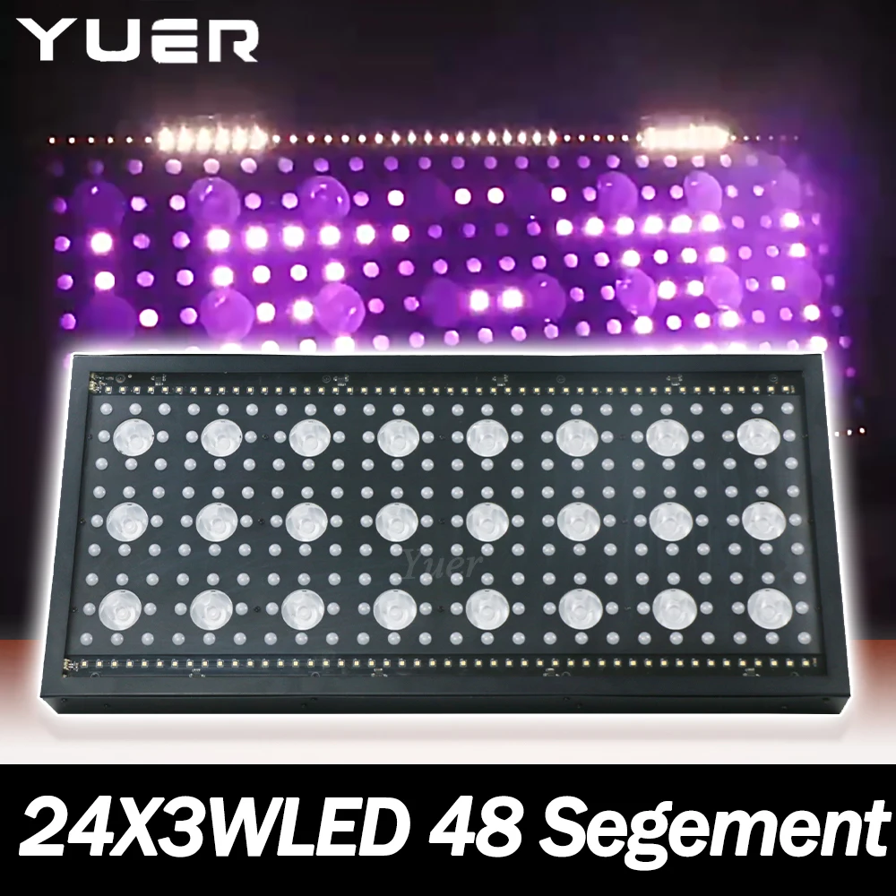 

YUER 24X3W светодиодный стробоскоп 3в1 RGB бусины теплый свет индивидуально управляемый 48-сегментный DMX512 для DJ Disco Party Bar свадьба