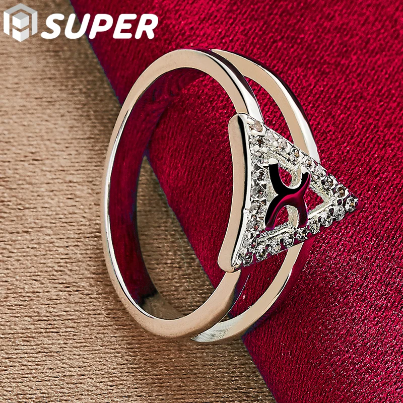 خاتم مثلث من الفضة الإسترليني عيار 925 للرجال، مجوهرات ساحرة لحفلات الزفاف والخطوبة