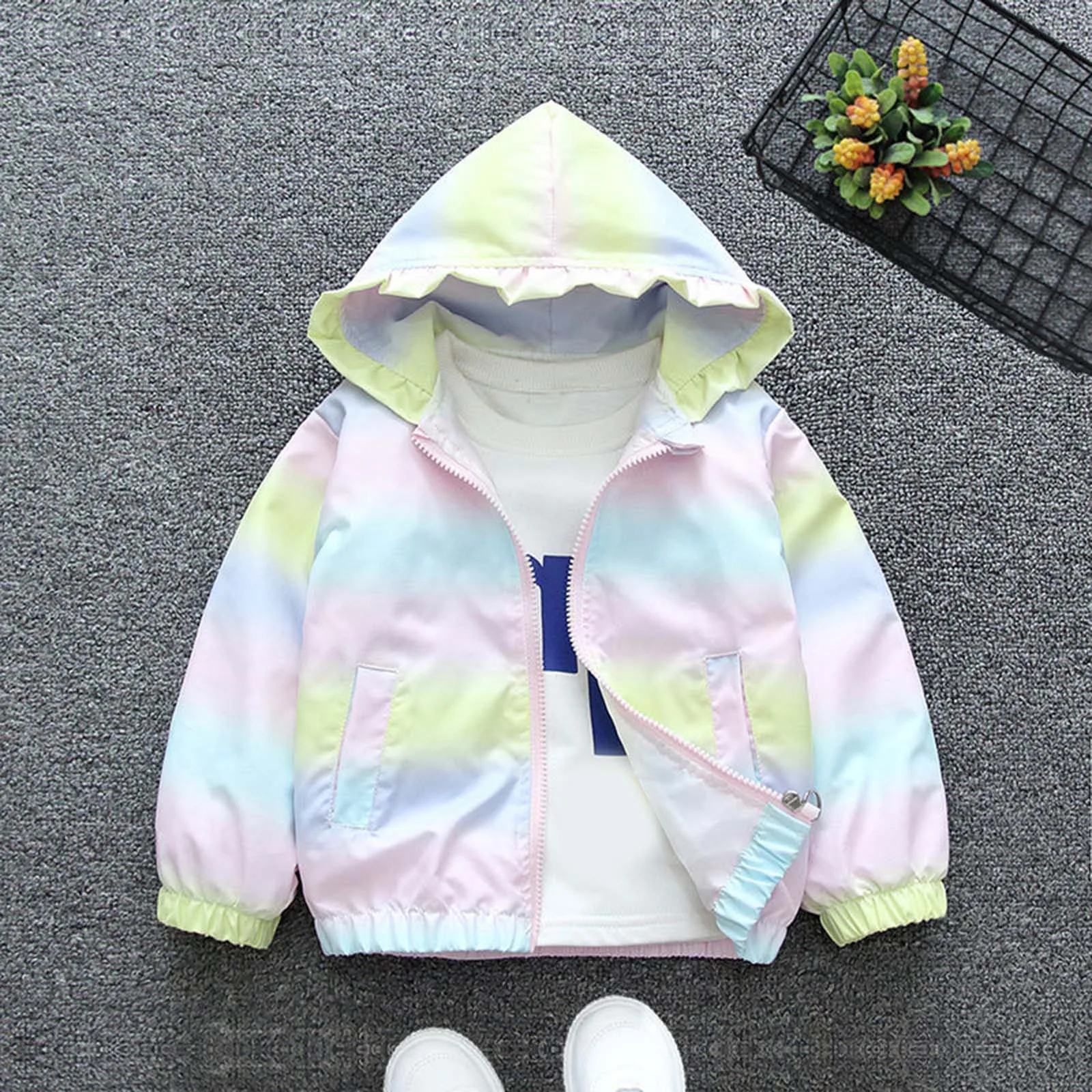 

Infants Coats for Girls Childrens Gradient Printing Hooded Jacket Outdoor Windproof Jacket Girls 4t Winter Coat Girls Long