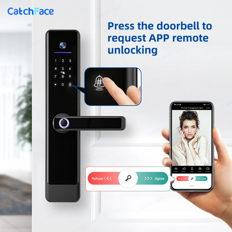 Video Intercom Lock TUYA WIFI Camera Anti-Theft Door Lock Garden Gate Electronic Lock Fingerprint Digit Smart Lock Security