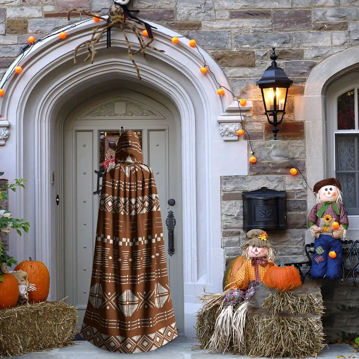 الحديثة القبلية الأفريقية الطين القماش السكان الأصليين العرقية طويلة مقنعين عباءة الساحرة القرون الوسطى زي تأثيري كيب هالوين مصاص دماء