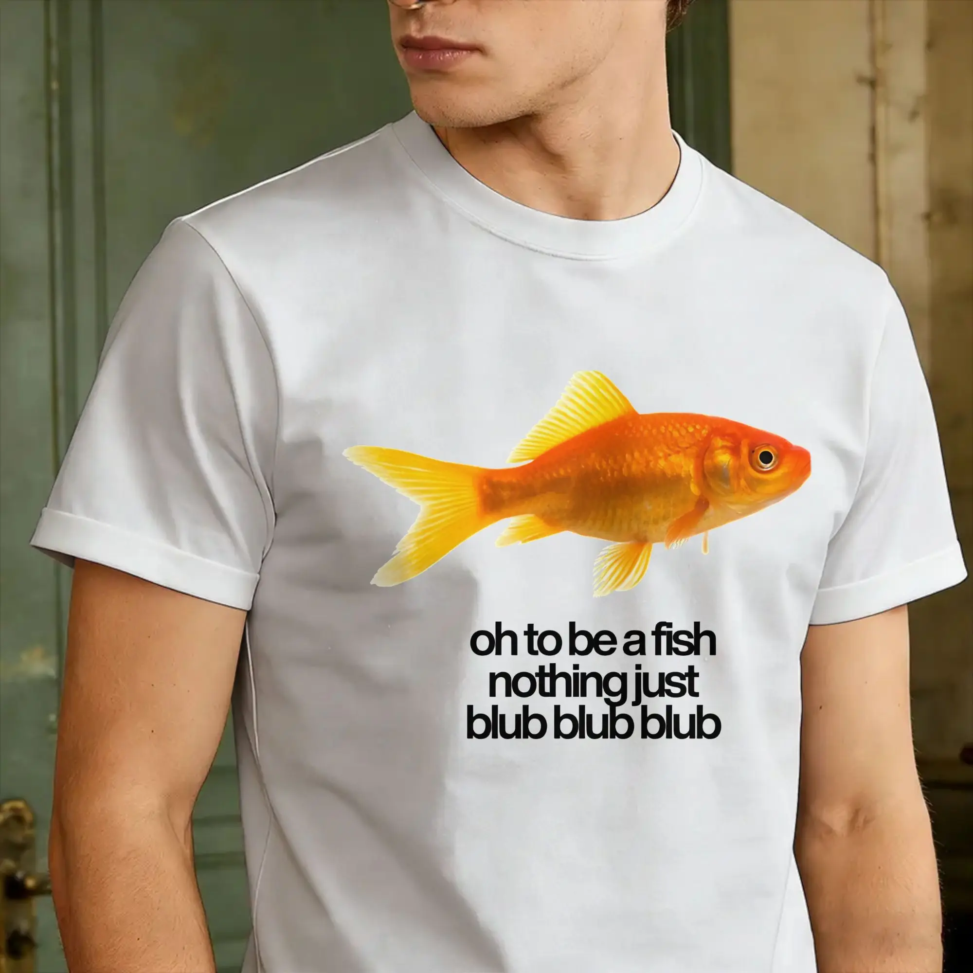 Herren Damen T-Shirt Frutiger Aero Fish Niedliches Lustiges Kunst-T-Shirt Trendiges Strand-T-Shirt Vintage Baumwoll-Oberteil Übergröße 6XL – Detail 3