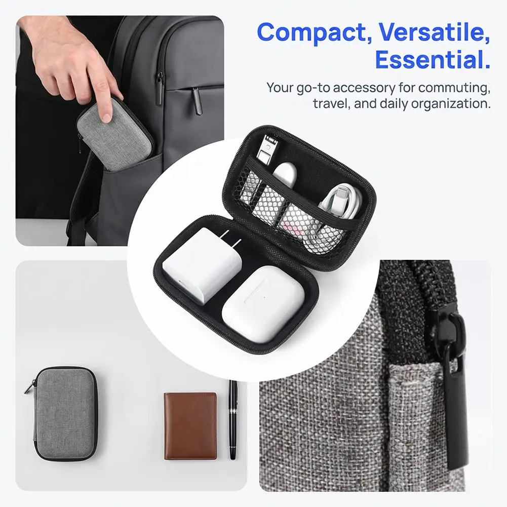 Business Headphone Bag Portable Zipper Earphone Storage Bag Charging Cable Organizer Bag Small Digital Accessories Storage Pouch view 3