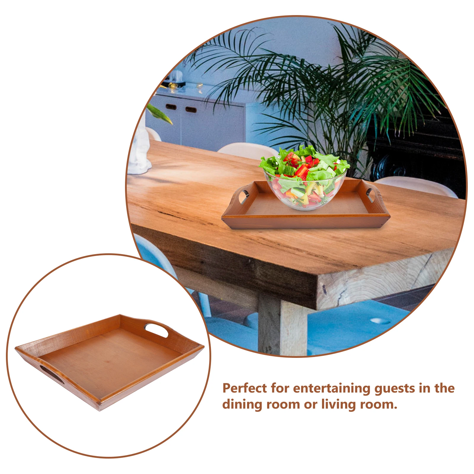 

Wood Serving Tray Brown Wooden Snack Tea Fruit Bread Tray Restaurant Home Decor Functional Food ganizer Trays