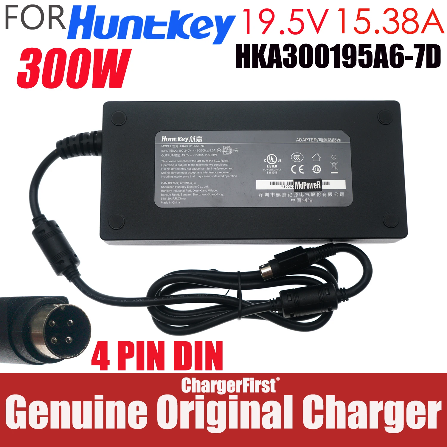 Genuine Huntkey HKA300195A6-7D 19.5V 15.38A 299.91W 300W 4PIN AC Adapter for ARTLINE Gaming G79v22 QilongTouch  PC Power Supply