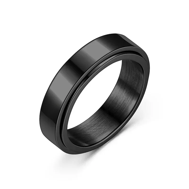 6mm Stainless Steel Turnable Rings Simple Turning Ring For Men Women Size 6-10