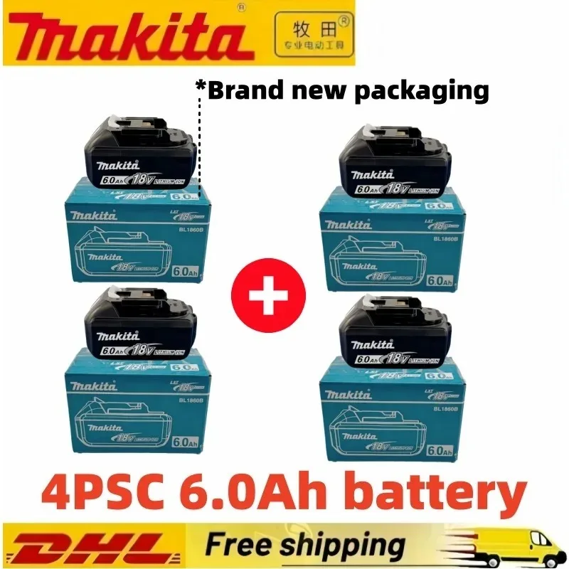 100% Original Makita Akku, 6,0Ah Wiederaufladbarer Akku 18V, Ersatz für Makita BL1830B L1840B L1850B L1860B, Elektrowerkzeug-Akku
