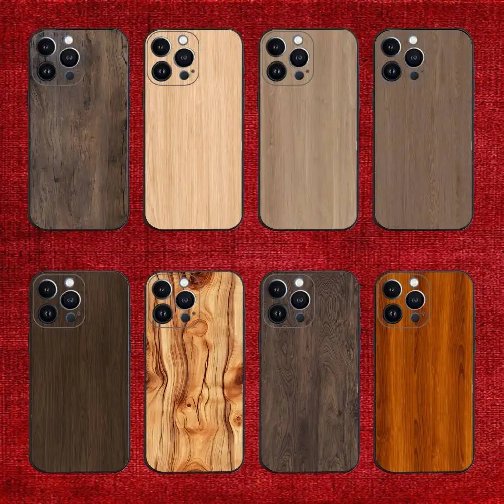 

natural wood texture For iPhone 17,16,15,14,13,12,11,Pro,Max,Plus,E,SE4,Air,Mini Black Phone Case Cover