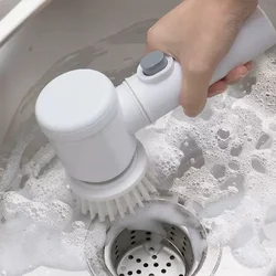 Spazzola per la pulizia elettrica multifunzionale per cucina e bagno-Scrubber portatile Wireless per piatti, pentole e padelle