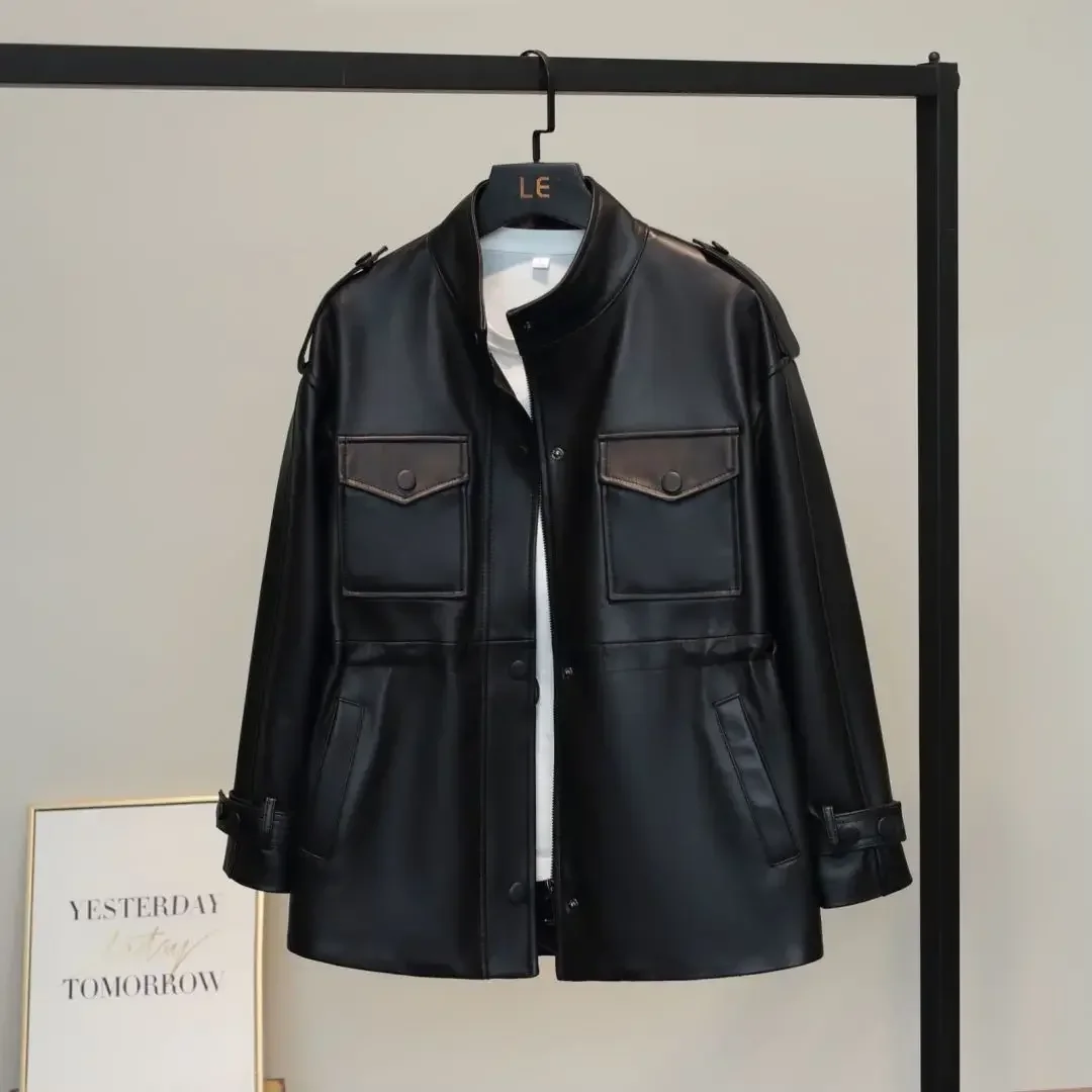 

Genuine Leather Jackets for Women Autumn Clothes 100% Sheepskin Coats Causal Leather Jacket Woman Waist Куртка Кожаная