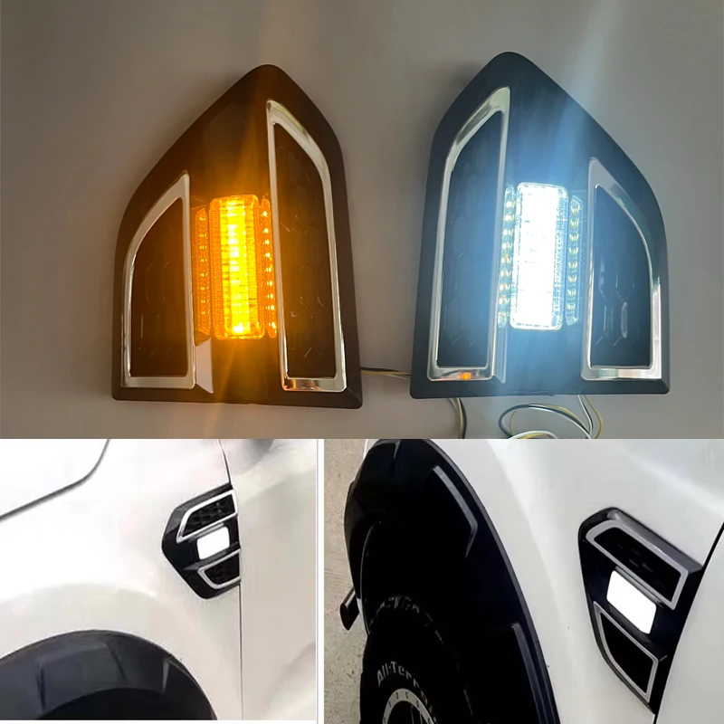 

LED ABS BLACK side lamp Frame Cover side lamp cover sticker For Ford Everest endeavour Ranger T7 2017 2016-2018