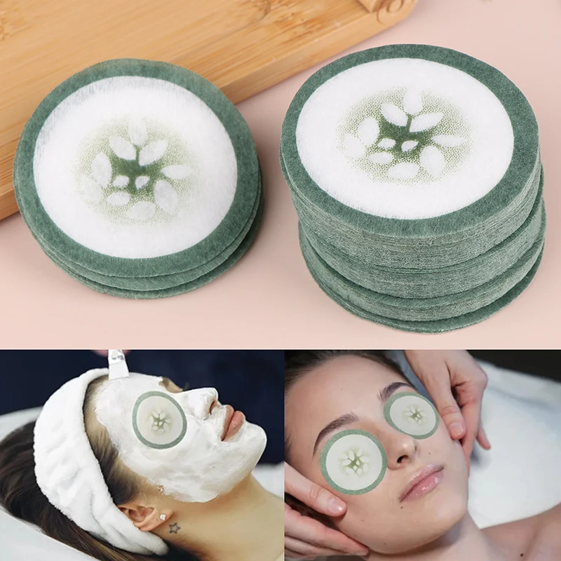 100pcs Eye Scrub Cleansing Pad Mask Disposable Eye Scrub Cleansing Pads Creative Cucumber Printed Eye Scrub Mask Sheet