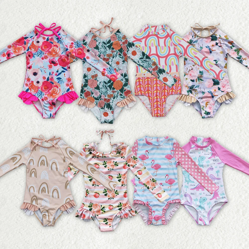 

Baby Girls Flamingo Print One-Piece Swimsuit Infant Swimwear Comfortable Fabric Baby Pool Outfit Summer Fun in the Sun