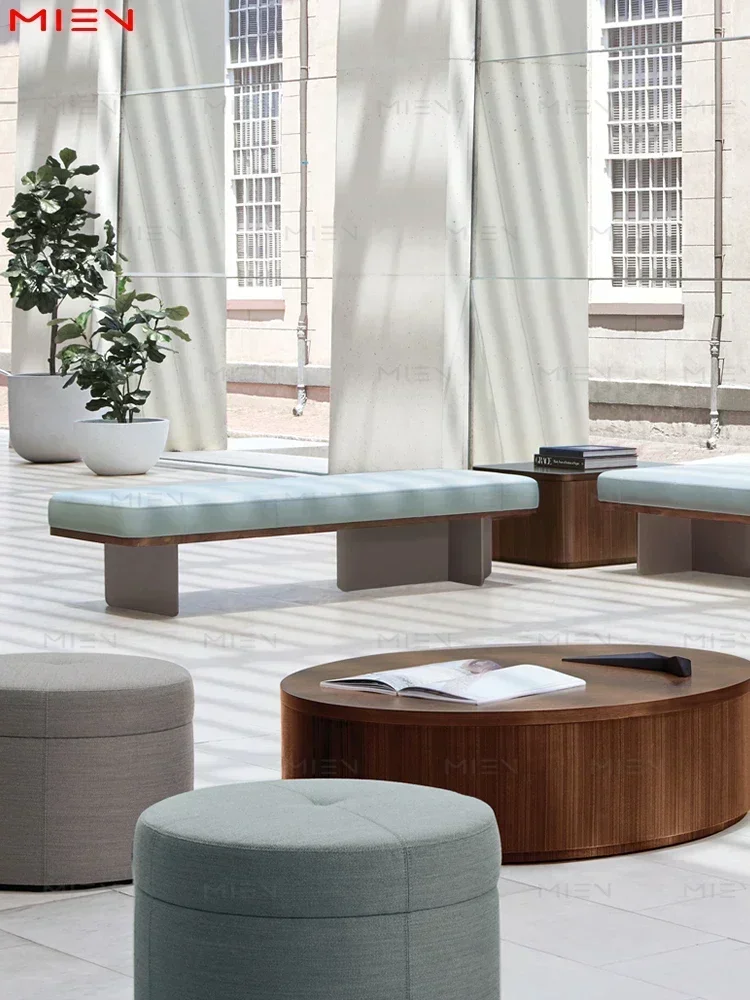Bedroom Bed End Stool Lobby Microfiber Leather Stainless Steel High-Leg Bench