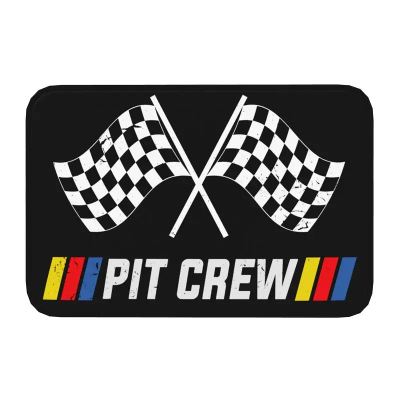 Race Car Pit Crew Checkered Flag Door Floor Bath Kitchen Mat Anti-Slip Outdoor Racing Sport Doormat Garden Entrance Carpet Rug