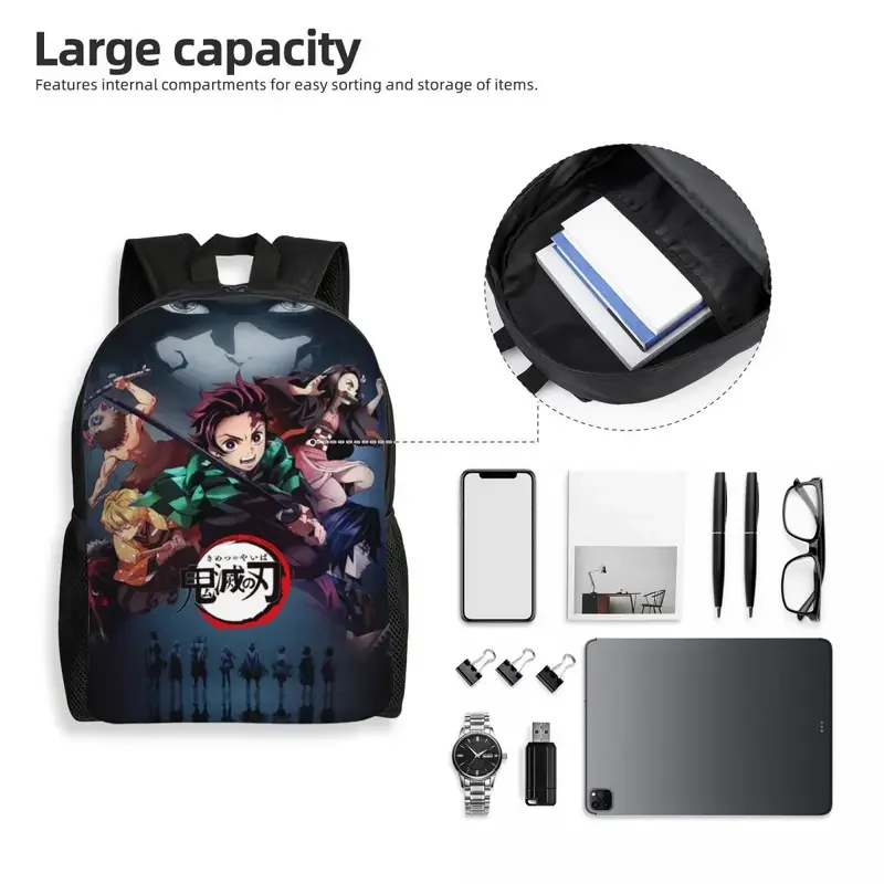 Custom Demon Slayer Kimetsu No Yaiba Backpacks Anime Manga College School Travel Bags Women Men Bookbag Fits 15 Inch Laptop