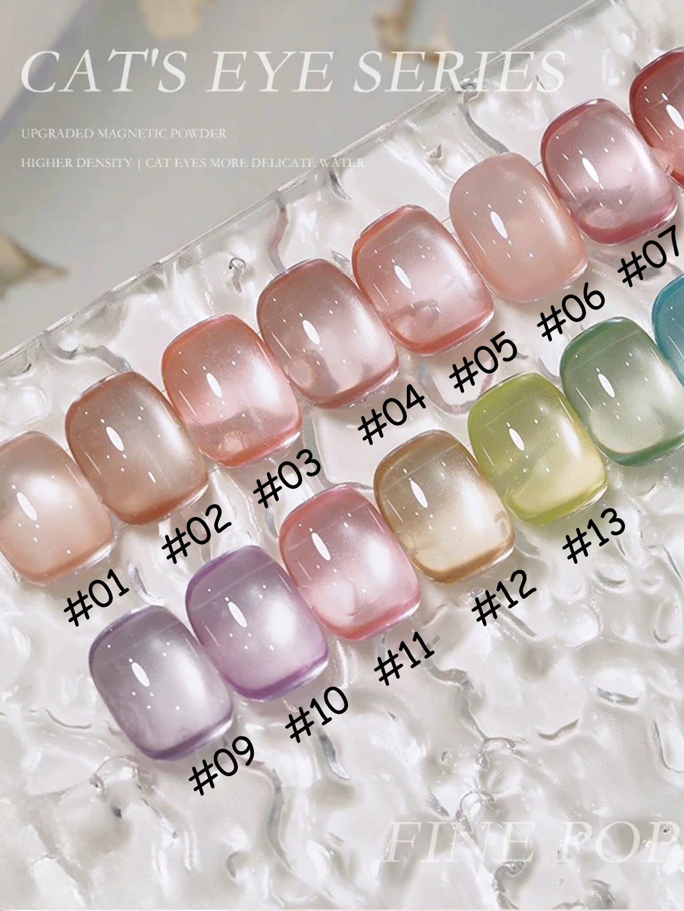1-24 pezzi WS Primavera Estate Ghiaccio Trasparente Verde Rosa Blu Perlina di vetro Cat Eye Gel Smalto per unghie Nail Salon 2025 Popolare Gel Nail Art