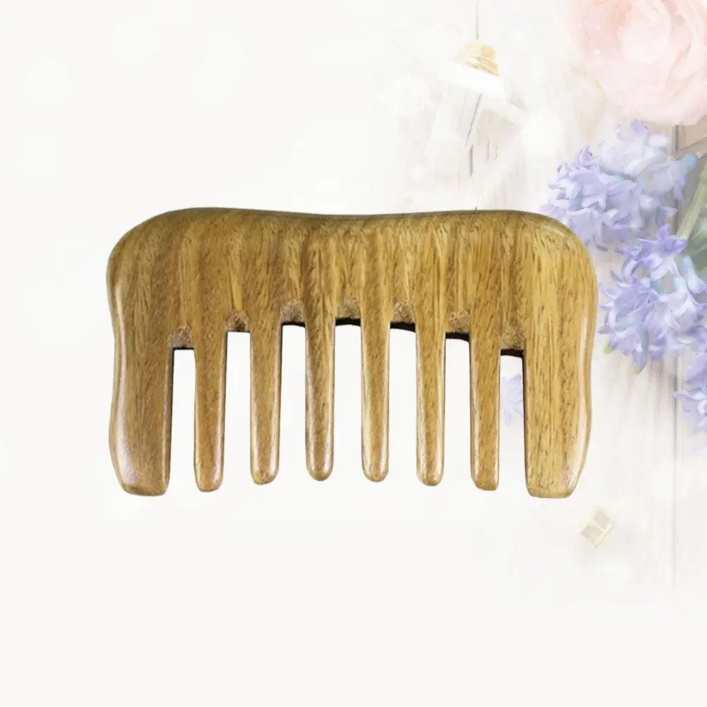 Wooden Hair Comb Scrapping Tool Anti-Static Massage Comb for Home Travel Outdoor Use Lightweight Smooth Round Tip 9.5x5.7x1.2cm