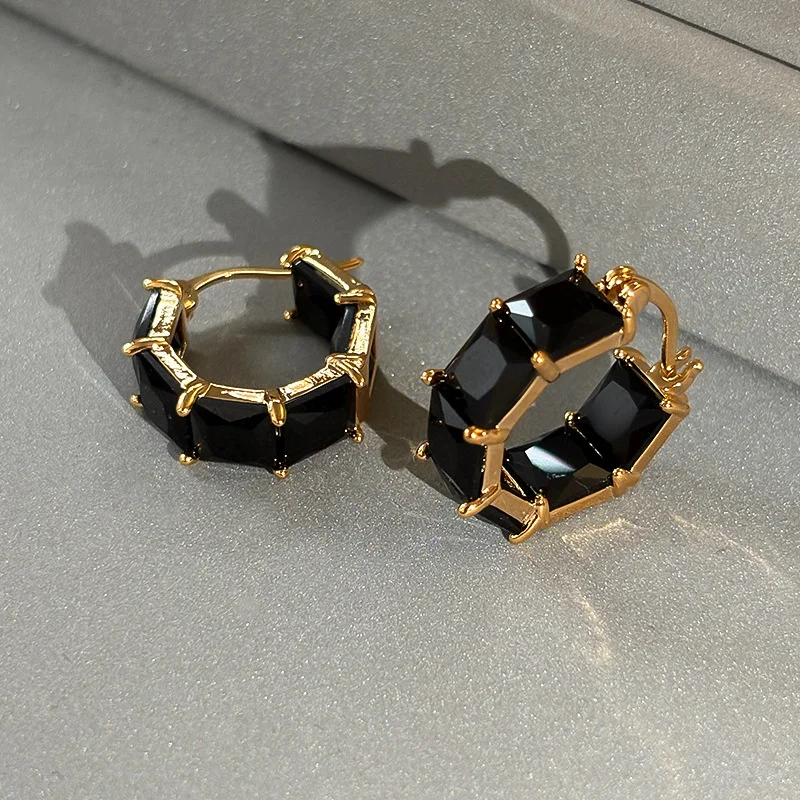 العصرية ساحة كريستال زركونيا هوب القرط للنساء موضة لامعة تشيكوسلوفاكيا الأذن اكسسوارات عيد ميلاد مجوهرات هدايا e1155 #4