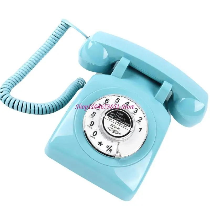 Home and Office Telephone with Turning Number Wheel, ABS Body, Corded Receiver, and Traditional Desk Form for Routine Calls 