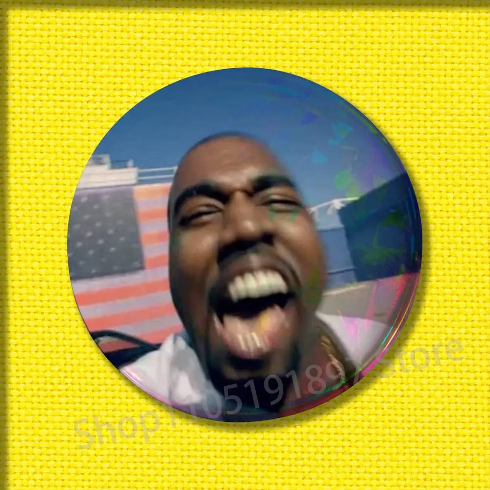 K-Kanye West Yeezus Ye Jesus هو الملك شارات 75 مللي متر 25 مللي متر 44 مللي متر 32 مللي متر 58 مللي متر دبوس مستدير بروش تذكارية الملابس تأثيري هدية اكسسوارات #5