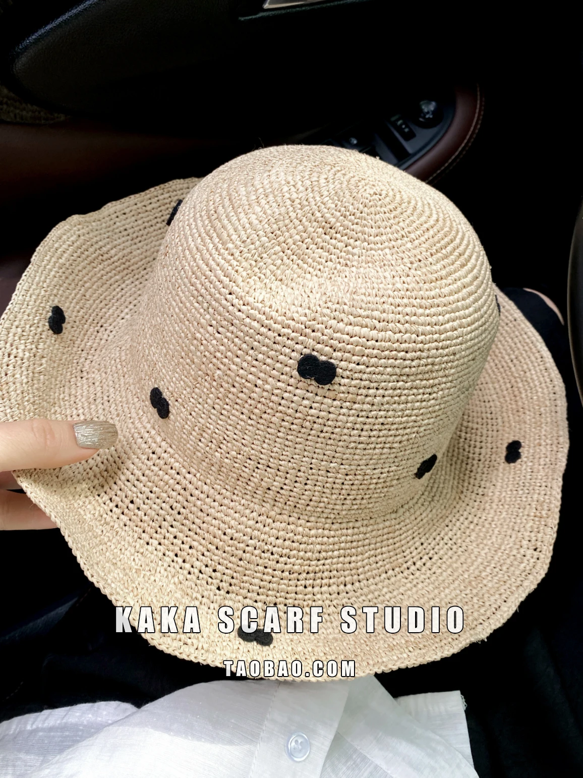 和風蝶結びラフィーグラス編み帽子漁師帽女性夏用つば広折りたたみ式日よけビーチハット