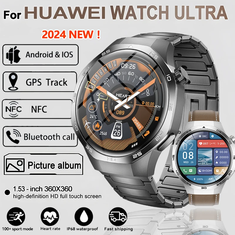 

For Huawei GT5 PRO Watch 1.53 Inch Display Smartwatch Heart Rate Oxygen Monitor NFC GPS Sports BT Calling Smart Watch Men Women