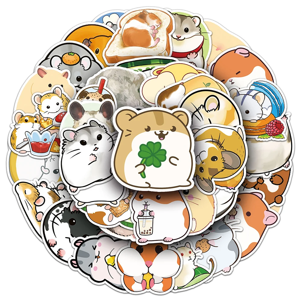 10/30/50pcs Kawaii Hamster Cartoon Stickers Aesthetic Cute DIY Scrapbook Phone Case Waterproof Decoration Sticker