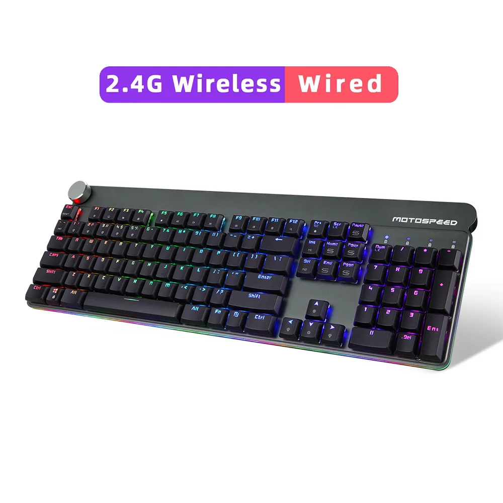 

GK81 Wireless Mechanical Gaming Keyboard 104 Key RGB Backlit Computer Motospeed Game Macro Keyboard For PC Laptop