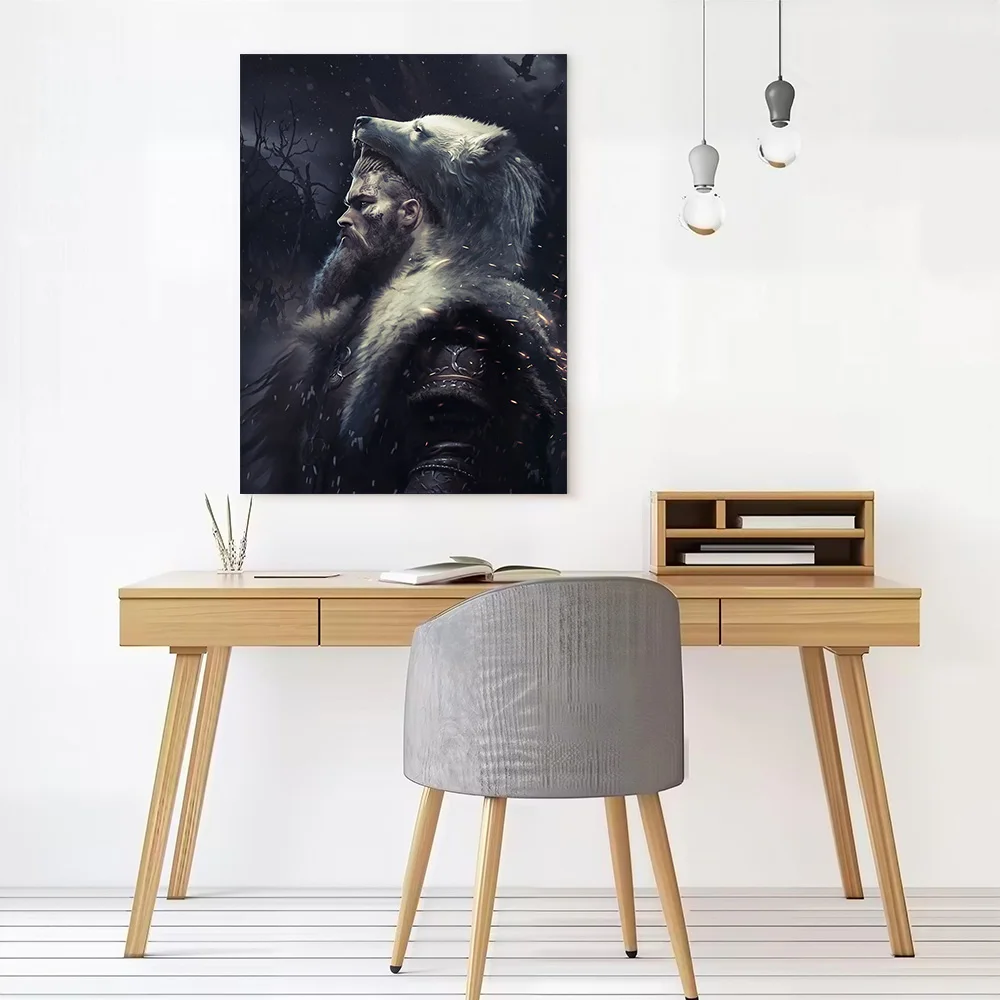 Berserker Warrior Printed Canvas Wall Art Customizable Paintings Poster Perfect Gift for Decor Living Room Decorating Interior