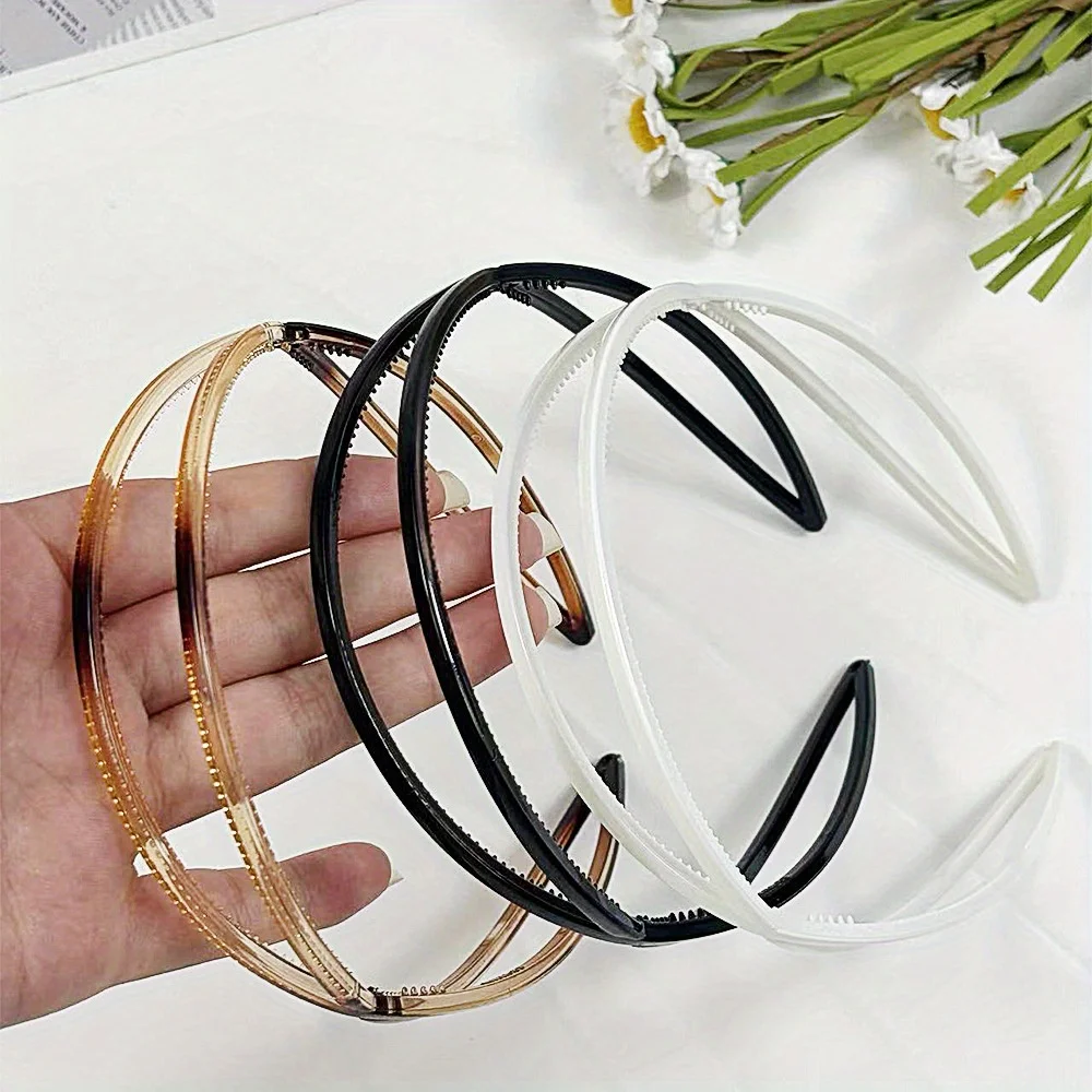 

1PC Hoop Non-Slip Hair Plastic Headband Double Row Teeth Comb Hair Band Simple and Chic Hair Accessory