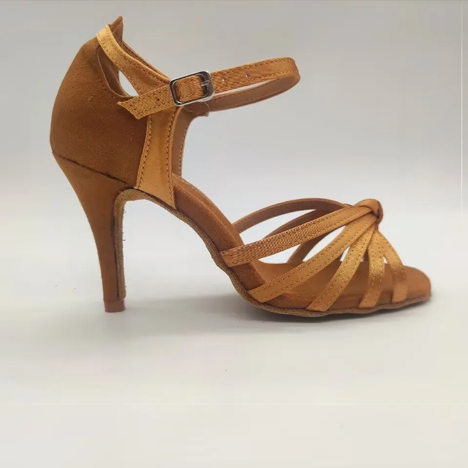 DIY Arrival Women Latin Dance Shoes 10cm High Heel Satin Flock Latin Salsa Shoes Practice Girls Party  Shoes Women Sandal Shoes