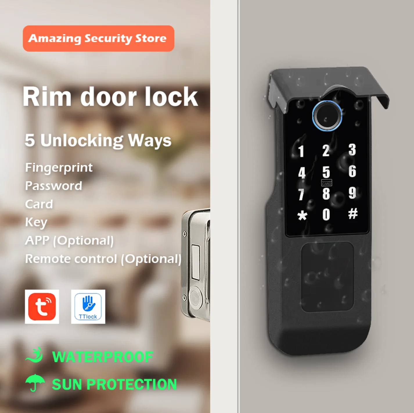 Tuya Smart Lock with Wifi Remote Control TTLock Bluetooth Fingerprint Lock Passcode Card Keyless Digital Electronic Door Lock