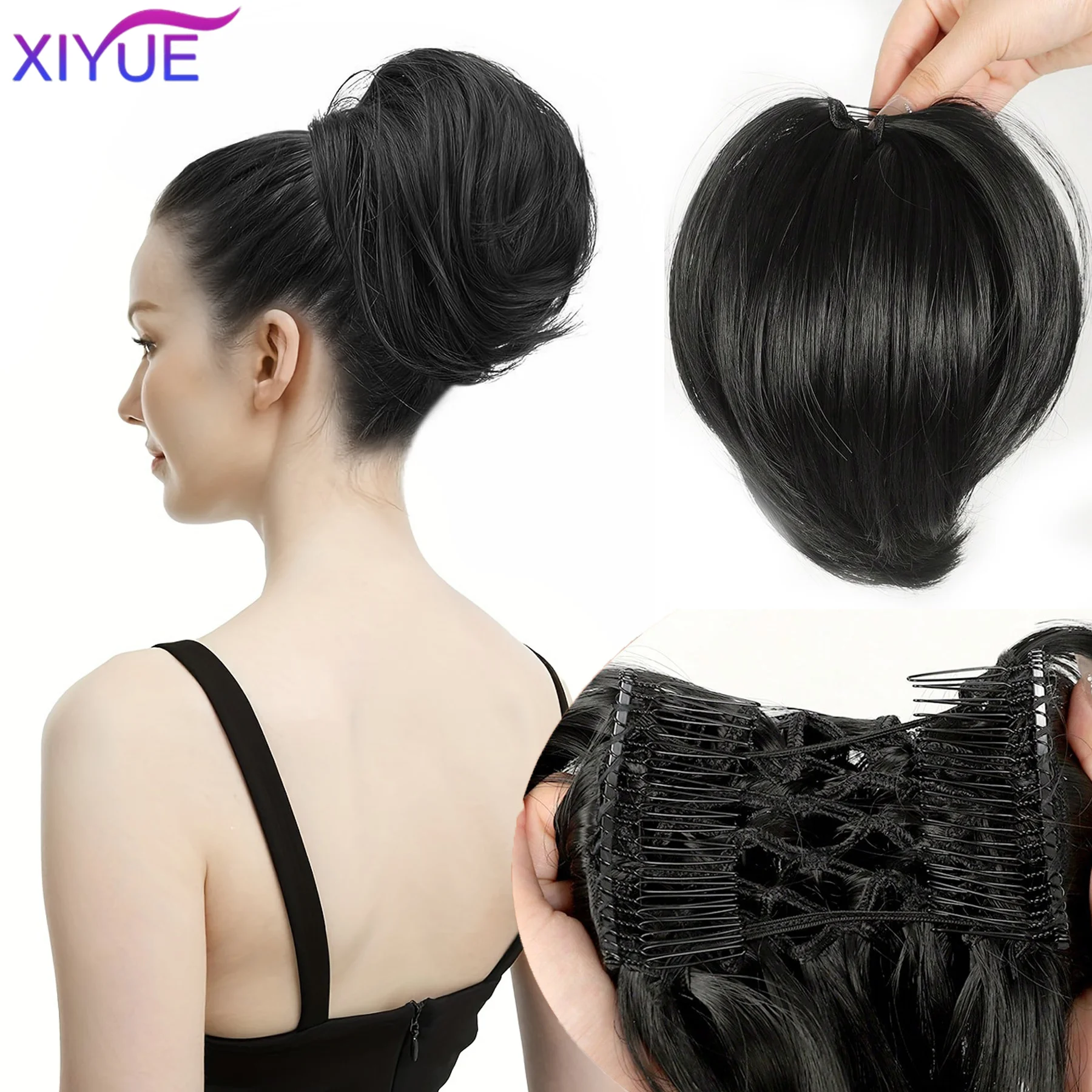 

XIYUE Synthetic LARGE Comb Clip In Curly Hair Extension Chignon Hair Pieces Women Updo Cover Hairpiece Extension Hair Bun