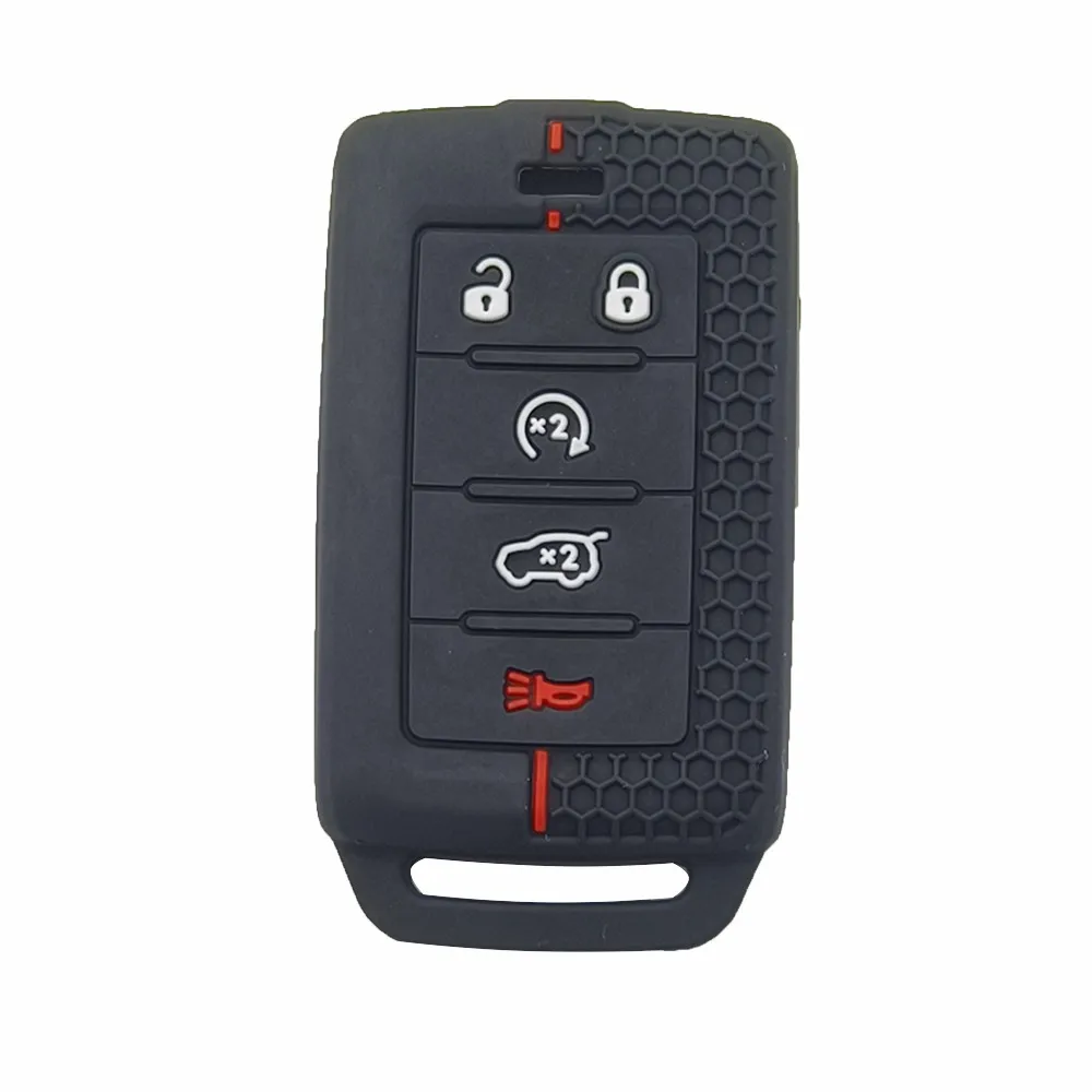 Xinyuexin Silicone Car Key Case Cover for Jeep Grand Cherokee L Wagoneer Remote Smart Key FOB 5 Button 2 Pcs/lot