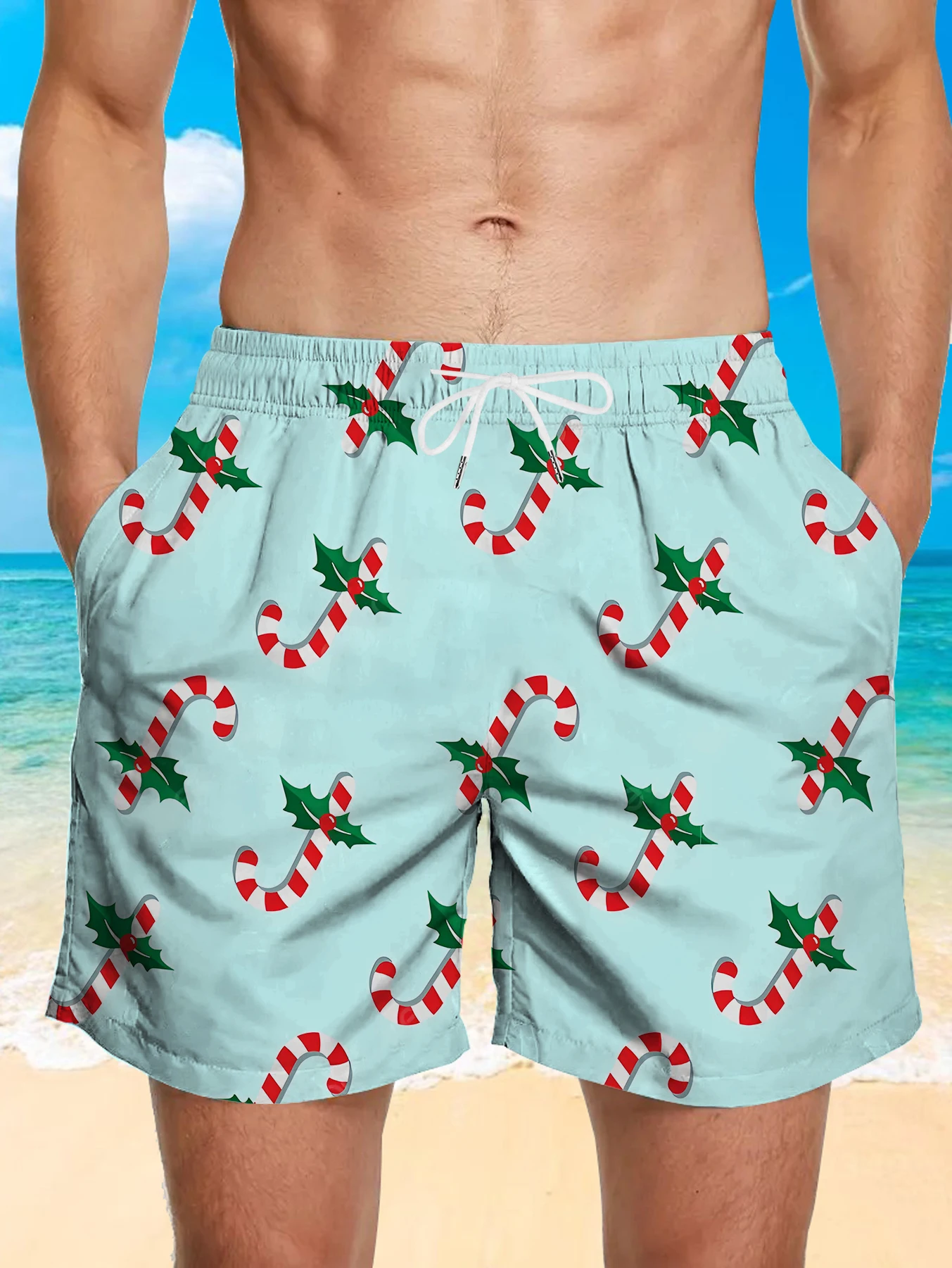 

Daily Wear Full Print Shorts Men Digital Printing Anti-wrinkle Polyester Trunks